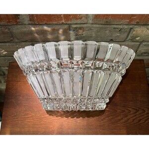 Vintage 1930’s USSR Russian 24% Lead Crystal Oval Bowl Brilliant File Cut Panels